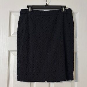 LOFT Black Eyelet Pencil Skirt